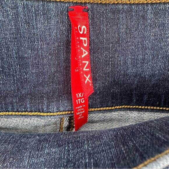 Spanx | Shape And Lift Distressed Skinny Jeans In Medium Blue Wash Size 1X - Picture 6 of 9